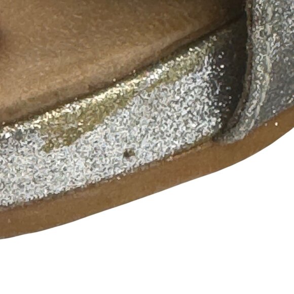 Eric Michael Size 8.5 Black Silver Leather Glitter Espadrille Sandal Shoes - Picture 3 of 9